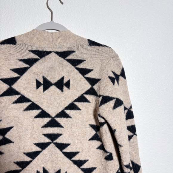 Frye Tan Black Aztec Southwestern Print Cardigan Sweater Duster Long SIZE S - Picture 14 of 16